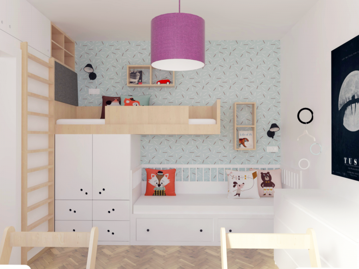 flat reconstruction children´s room colourful